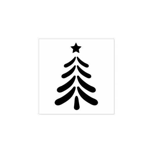 Moderne Kerstboom Kunst Rubberstempel (Afrduk)