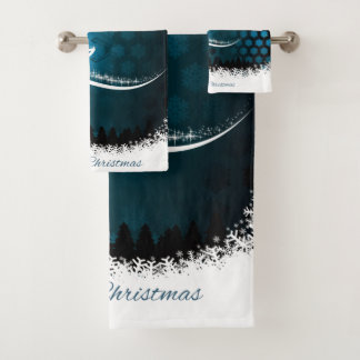 Moderne Kerstboom & Licht Patroon Bad Handdoek