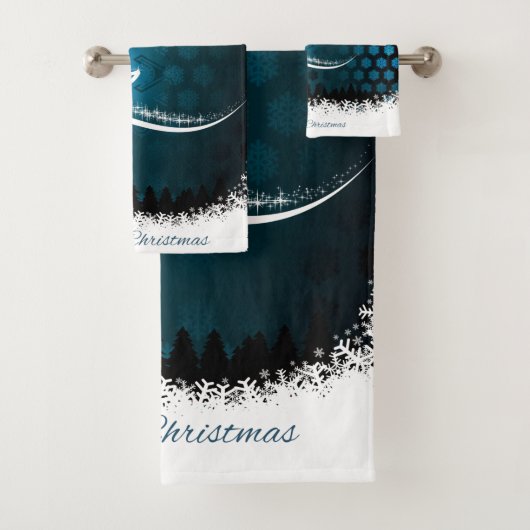 Moderne Kerstboom & Licht Patroon Bad Handdoek (Insitu)