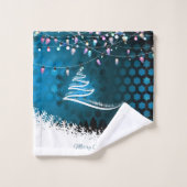 Moderne Kerstboom & Licht Patroon Bad Handdoek (Wasdoekje)