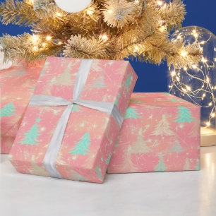 Moderne kerstboom licht roze cadeaupapier