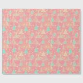 Moderne kerstboom licht roze cadeaupapier (Vlak)