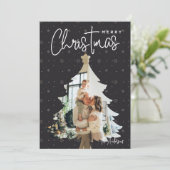 Moderne Kerstboom Lijst 1 Foto Vakantie Kaart (Staand voorkant)