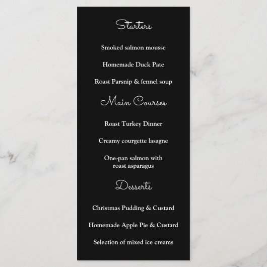 Moderne kerstboom, menu Kerstfeest (Achterkant)