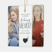 Moderne kerstboom met 2 foto's ter nagedachtenis keramisch ornament (Links)