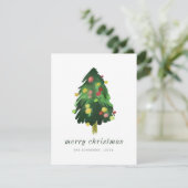 Moderne kerstboom met elegante Waterverf Feestdagenkaart (Staand voorkant)