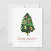 Moderne kerstboom met elegante Waterverf Feestdagenkaart (Voorkant)