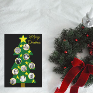 Moderne kerstboom met foto Ornamenten zwart Kaart