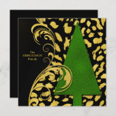 Moderne kerstboom met gouden en zwarte feestdag feestdagenkaart (Voorkant / Achterkant)