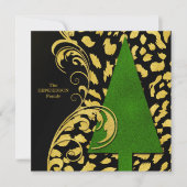 Moderne kerstboom met gouden en zwarte feestdag feestdagenkaart (Voorkant)