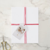Moderne Kerstboom met Gouden Licht Sfeer Twee Foto Cadeaulabel (Met Touw)