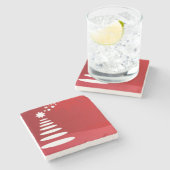 Moderne kerstboom met kunst in rood stenen onderzetter (Zijkant)