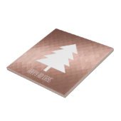 Moderne kerstboom met minimaal roos goud tegeltje (Zijkant)