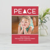 Moderne Kerstboom met Pasfoto's Rood Wit Feestdagenkaart (Staand voorkant)