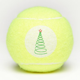 Moderne kerstboom met Red Star Holiday Tennis Tennisballen