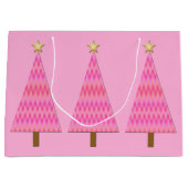 Moderne kerstboom met roze en koraalbaars large cadeautasje (Voorkant)