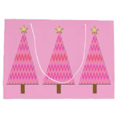 Moderne kerstboom met roze en koraalbaars large cadeautasje (Achterkant)