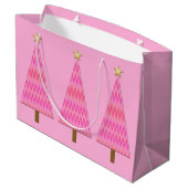 Moderne kerstboom met roze en koraalbaars large cadeautasje (Achterkant Gekanteld)