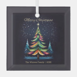 Moderne Kerstboom met sterrenhemel op maat Metalen Ornament