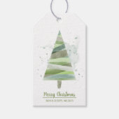 Moderne kerstboom met Waterverf Cadeaulabel (Voorkant)