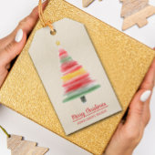 Moderne kerstboom met Waterverf Cadeaulabel