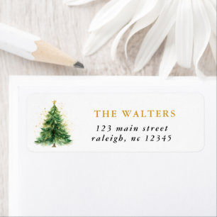 Moderne kerstboom met Waterverf Etiket
