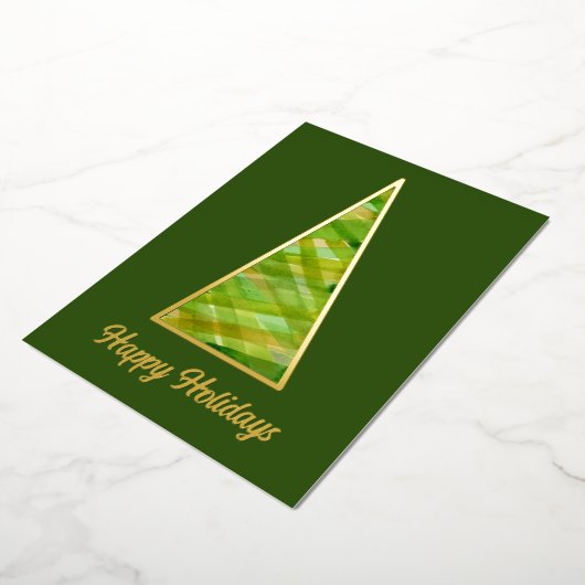 Moderne kerstboom met Waterverf Folie Feestdagenkaart (Gedraaid)