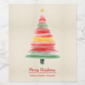 Moderne kerstboom met Waterverf Wijn Etiket (Enkel label)