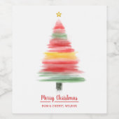 Moderne kerstboom met Waterverf Wijn Etiket (Enkel label)