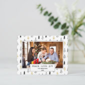 Moderne kerstboom met zwarte en gouden liefde aankondigingskaart (Staand voorkant)