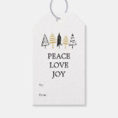 Moderne kerstboom met zwarte en gouden liefde cadeaulabel (Voorkant)