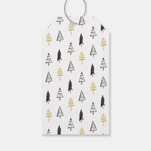 Moderne kerstboom met zwarte en gouden liefde cadeaulabel (Achterkant)