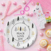 Moderne kerstboom met zwarte en gouden liefde papieren bordje (Feest)