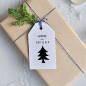 Moderne kerstboom met zwarte en witte Stippen Cadeaulabel