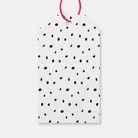 Moderne kerstboom met zwarte en witte Stippen Cadeaulabel (Achterkant)