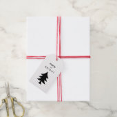 Moderne kerstboom met zwarte en witte Stippen Cadeaulabel (Met Touw)