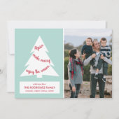 Moderne kerstboom Mint Green met aangepaste foto Feestdagenkaart (Voorkant)
