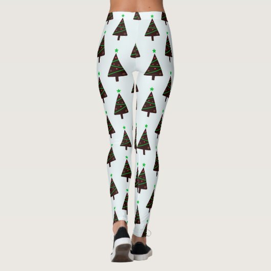 Moderne Kerstboom Naadloos Patroon Leggings (Achterkant)