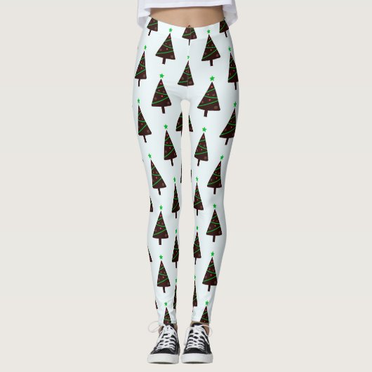 Moderne Kerstboom Naadloos Patroon Leggings (Voorkant)