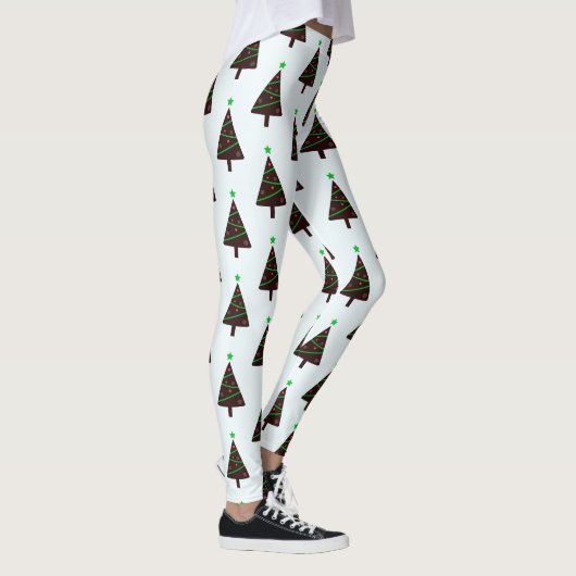 Moderne Kerstboom Naadloos Patroon Leggings (Rechts)