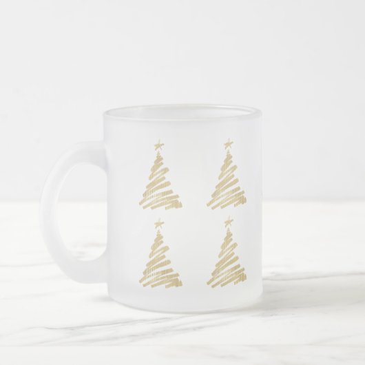 Moderne Kerstboom Nep Goud Folie Matglas Koffiemok (Links)