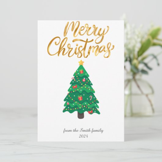 Moderne kerstboom niet-foto vakantie Kaart (Staand voorkant)