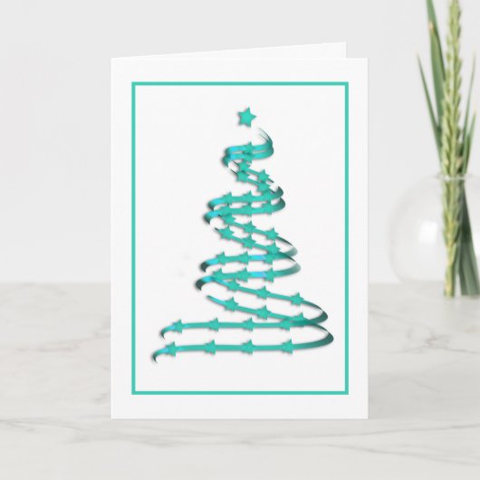Moderne kerstboom niet-traditionele Turquoise Feestdagen Kaart (Voorkant)