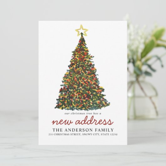 Moderne kerstboom - Nieuwe adresfeestdag Aankondiging (Staand voorkant)