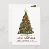 Moderne kerstboom - Nieuwe adresfeestdag Aankondigingskaart (Voorkant / Achterkant)