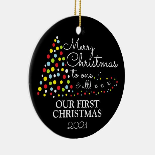 Moderne kerstboom, onze eerste kerstmis keramisch ornament (Rechts)