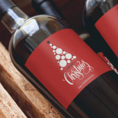 Moderne Kerstboom op Rood Wijn Etiket