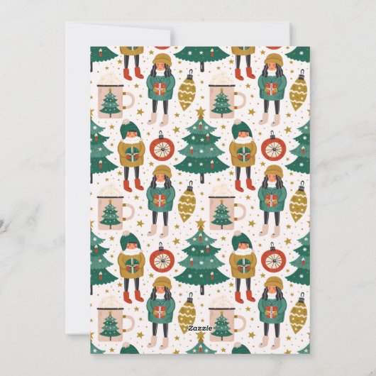 Moderne Kerstboom Ornamenten Chocolade Foto Feestdagenkaart (Achterkant)