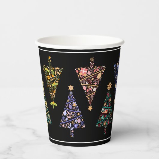 Moderne Kerstboom Party Cups - set 1 Papieren Bekers (Achterkant)