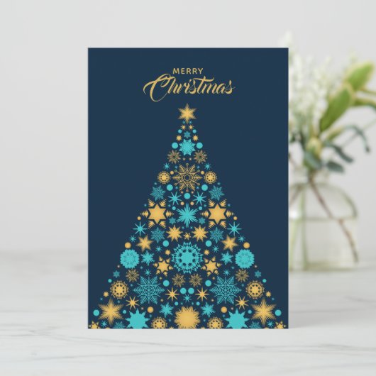 Moderne kerstboom plat feestdagenkaart (Staand voorkant)